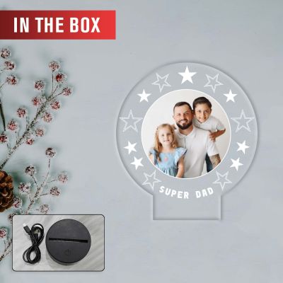 Personalized Super Dad UV Print Photo Multicolor LED Lamp Fathers Day Gift Light